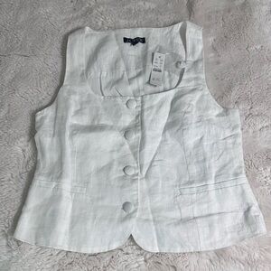 J. Crew White Linen Tank Top